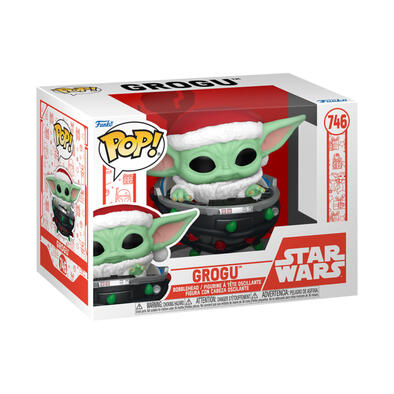 Funko Pop! Star Wars Grogu With Santa Hat In Pram