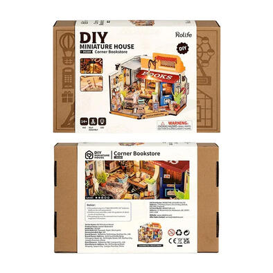 Robotime Rolife Corner Bookstore DIY Miniature House Kit