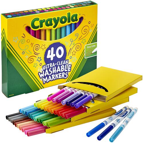 Crayola เครโยล่า สีเมจิกล้างออกได้ หัวเล็ก 40 แท่ง