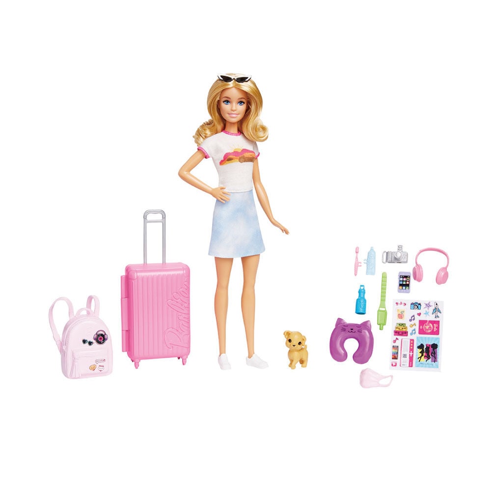 Barbie Doll and Accessories Travel Set with Puppy