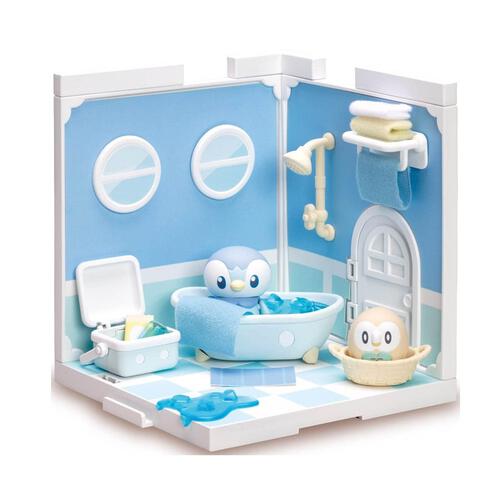 Takara Tomy Pokemon Pokepeace House Bathroom Piplup & Rowlet Set