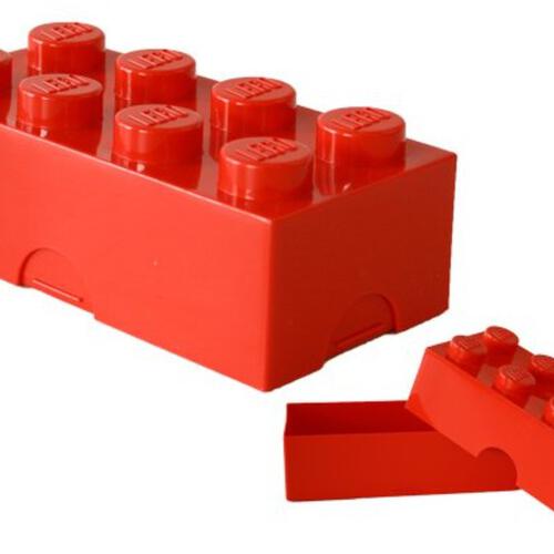 Lego เลโก้ กล่องข้าวสี่เหลี่ยม 8 ปุ่ม สีแดง