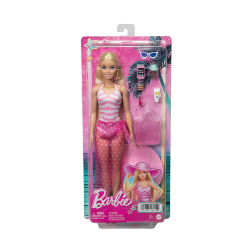 Barbie Doll With Swimsuit And Beach-themed Accessories
