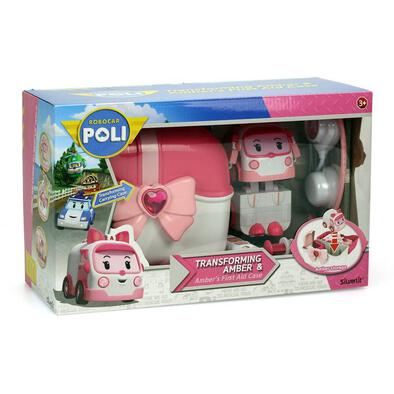 Robocar Poli Carrying Playset Amber With Transforming Carrycase