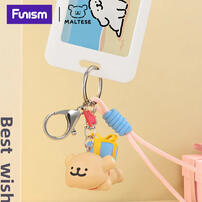 Funism Maltese Golden Retriever And Gift Box Keychain