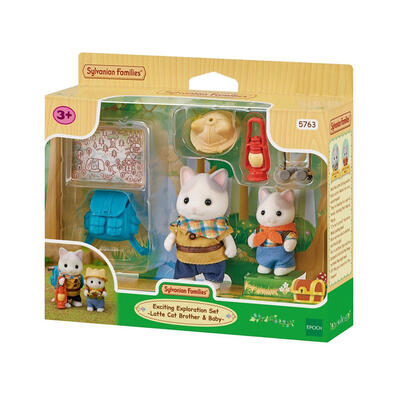 Sylvanian Families Exciting Exploration Latte Cat Brother & Baby Set
