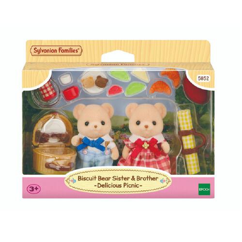 Sylvanian Families Biscuit Bear Sister Brother &ndash; Delicious Picnic