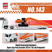 Takara Tomy Tomica Hitachi Construction Machinery Super Long Front Excavator ZX210-7 SLF and Transporter