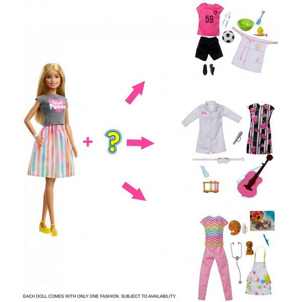 Barbie doll with 2 surprise career looks featuring 8 surprises outlet
