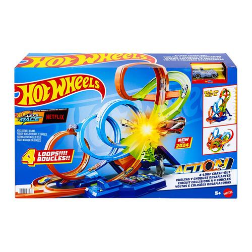 Hot Wheels Action- Power 4 Loops Clash Out Playset
