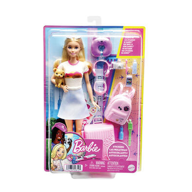 Barbie Doll and Accessories Travel Set with Puppy