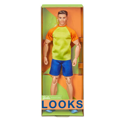 Barbie Looks Doll Ken Color Block Tee & Blue Shorts
