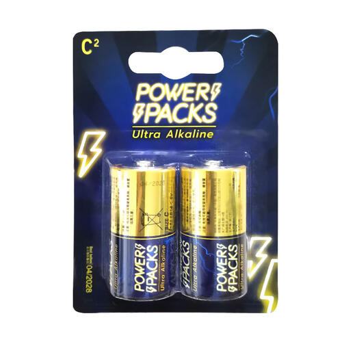Power Packs Ultra Alkaline C Battery 2 PCS