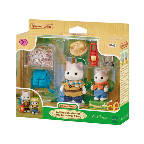 Sylvanian Families Exciting Exploration Latte Cat Brother & Baby Set