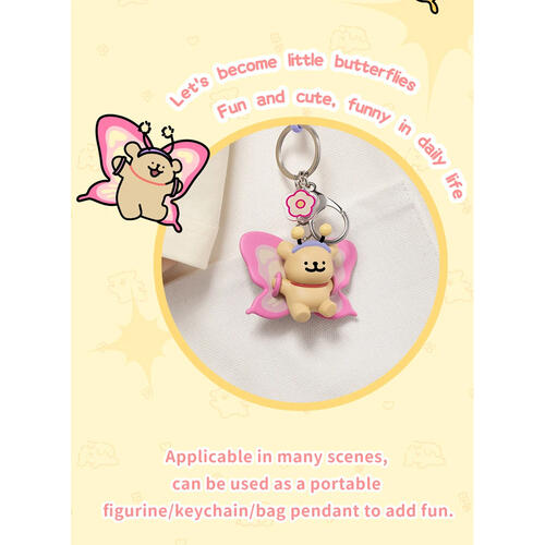 Funism Maltese Golden Retriever Butterfly Keychain