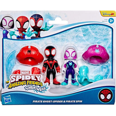 Spidey And His Amazing Friends Water-Webs Pirate Spin & Pirate Ghost-Spider Action Figure Set