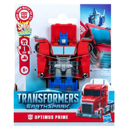 Transformers EarthSpark 1-Step Smash Changers Optimus Prime Action Figure
