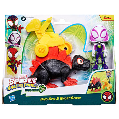 Spidey And His Amazing Friends Dino-Webs Dino Spin & Ghost-Spider Action Figure Set