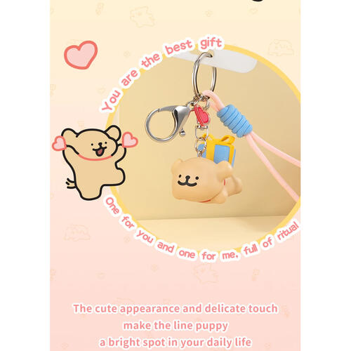 Funism Maltese Golden Retriever And Gift Box Keychain