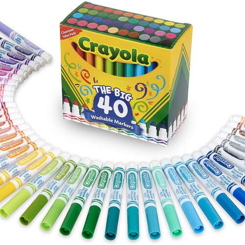 Crayola เครโยล่า สีเมจิกล้างออกได้ หัวใหญ่ 40 แท่ง