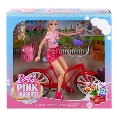 Barbie Pink Passport Doll And Bike Playset