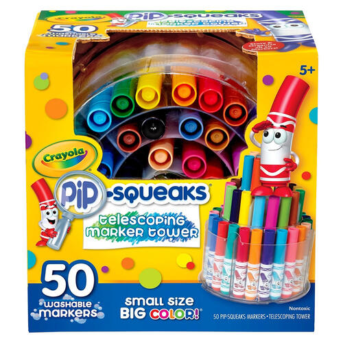 Crayola เครโยล่า สีเมจิกแท่งเล็กล้างออกได้50สี บรรจุพิเศษในชั้นวางแบบยืดหดได้