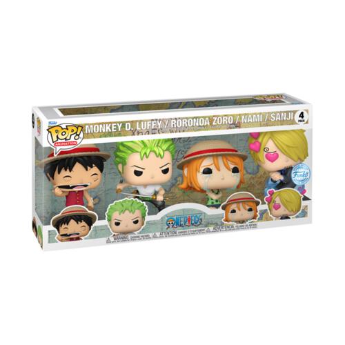Funko POP! Animation: One Piece - Monkey D. Luffy, Roronoa Zoro, Nami & Sanji 4-Vinyl Figure Pack