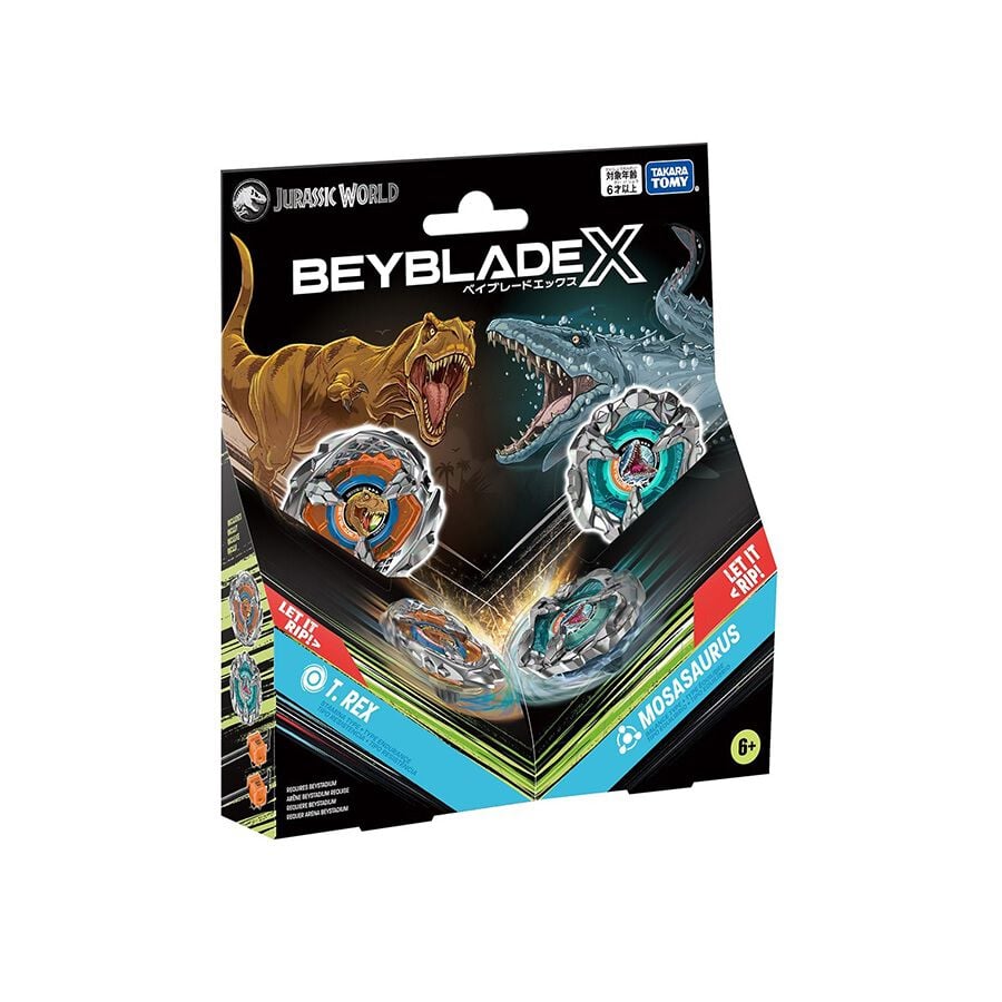 Takara Tomy Beyblade X Jurassic World T-Rex Mosasaurus Starter Set