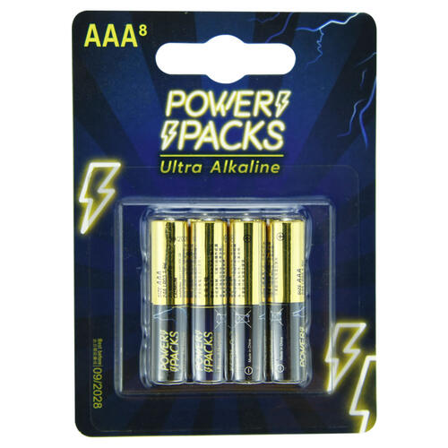 Power Packs พาวเวอร์ แพ็ค ถ่านอัลตร้าอัลคาไลน์ AAA 8 ก้อน
