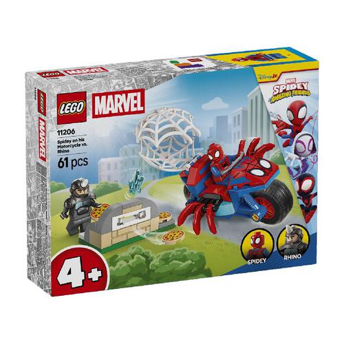 LEGO Marvel Spidey Amazing Friends Spidey on his Motorcycle vs. Rhino 11206