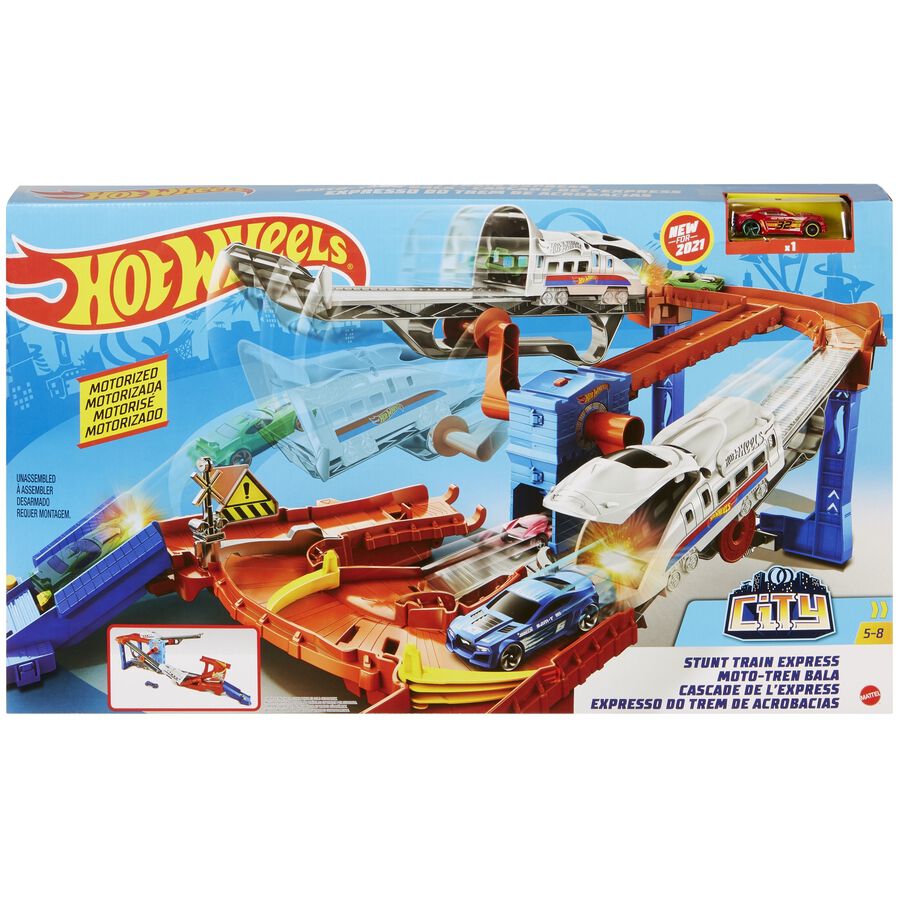 Hot Wheels Stunt Train Express Playset with 1 vehicle Toys