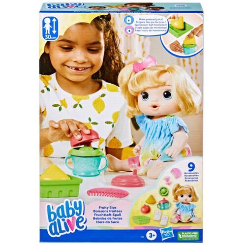 Baby Alive Fruity Sips Doll Apple Blonde Hair