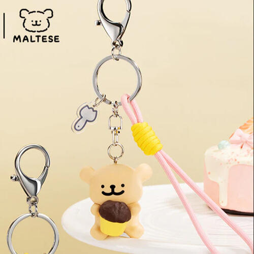 Funism Maltese Golden Retriever And Cupcake Keychain