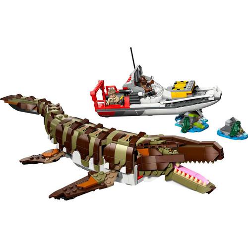 LEGO Jurassic World Brick-Built Mosasaurus Boat Mission 76974