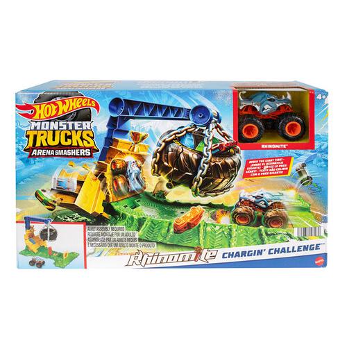 Hot Wheels Monster Trucks Rhinomite Chargin Challenge Playset